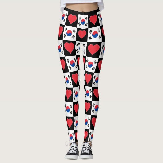 Zuid-Korea Vlag Heart Patriotic Koreaans Leggings (Voorkant)