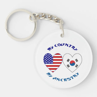 Zuid-Korea Vlag van de VS Hart Vlag Erfgoed Sleutelhanger