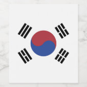 Zuid-Korea vlag Wijn Etiket (Enkel label)