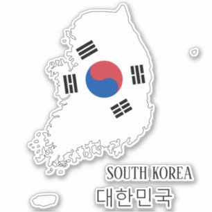 Zuid-Korea Vlaggenkaart Sticker