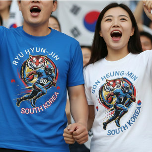 Zuid-Korea Voetbal Tijger Atleet Dynamische Grafie T-shirt