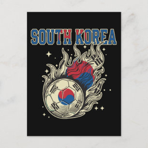 Zuid-Korea Voetbal Vlammende Bal Retro Voetbal Fan Briefkaart