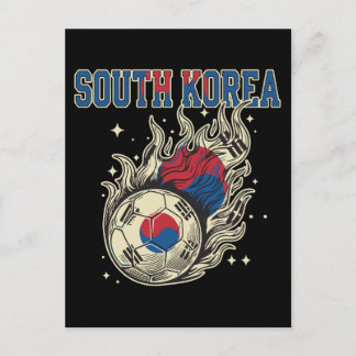 Zuid-Korea Voetbal Vlammende Bal Retro Voetbal Fan Briefkaart