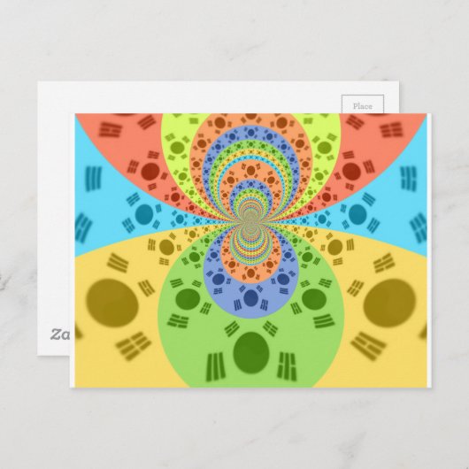 Zuid-Koreaanse vlag geïnspireerde Abstracte kunstp Briefkaart (Voorkant / Achterkant)