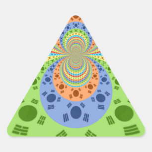 Zuid-Koreaanse vlag geïnspireerde Abstracte kunstp Driehoek Sticker