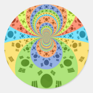 Zuid-Koreaanse vlag geïnspireerde Abstracte kunstp Ronde Sticker