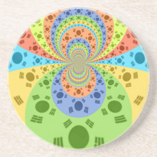 Zuid-Koreaanse vlag geïnspireerde Abstracte kunstp Zandsteen Onderzetter