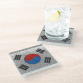 Zuid-Koreaanse vlag Glitter Glazen Onderzetter (Schuin)