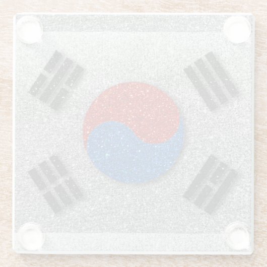 Zuid-Koreaanse vlag Glitter Glazen Onderzetter (Achterkant)