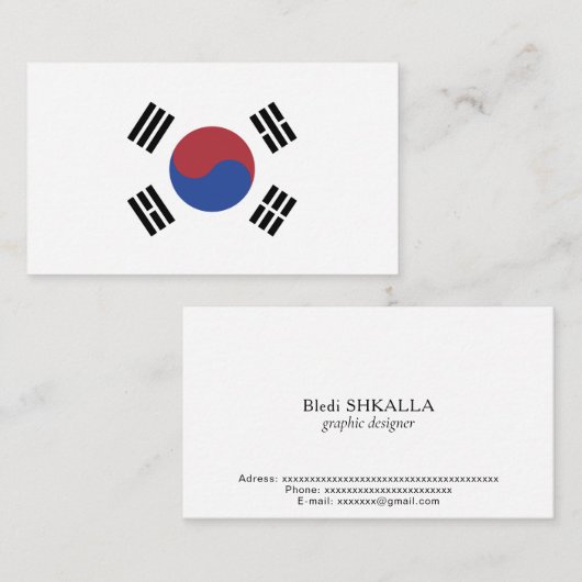 Zuid-Koreaanse vlag Visitekaartje (Voorkant / Achterkant)