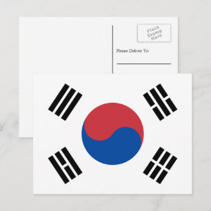 Zuid-Koreaanse vlag, vlag van Zuid-Korea Briefkaart