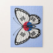 Zuid-Koreaanse vlindervlag op blauw Legpuzzel (Verticaal)