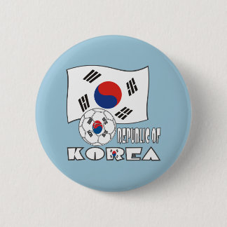 Zuid-Koreaanse Voetbal en Vlag Ronde Button 5,7 Cm