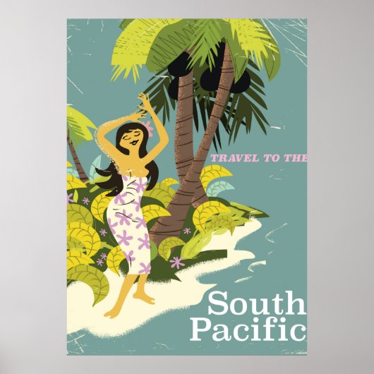 Zuid-Pacific vintage reisposter Poster (Voorkant)