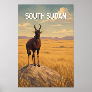 Zuid-Soedan Illustratie Reis Kunst Vintage Poster