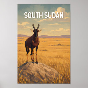 Zuid-Soedan Illustratie Reis Kunst Vintage Poster