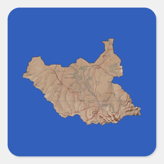 Zuid-Soedan Kaart Sticker (Voorkant)