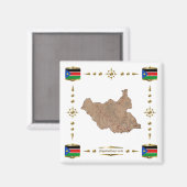 Zuid-Soedan - Kaart + Vlaggen Magnet Magneet (Voorkant / Achterkant)