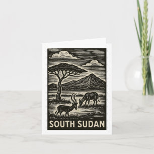 Zuid-Soedan Linocut Style Oversized Kaart