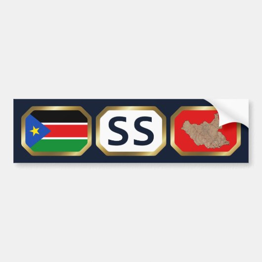 Zuid-Soedan Vlag Kaart Code Bumpersticker (Voorkant)
