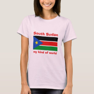 Zuid-Soedan Vlag-Landkaart-Tekst T-shirt