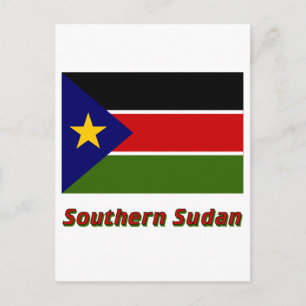 Zuid-Soedan vlag met naam Briefkaart