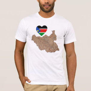 Zuid-Soedan - Vlaggenhart en kaart T-Shirt