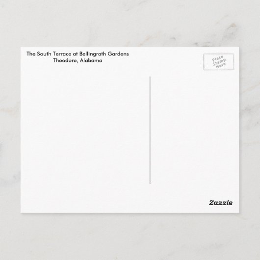 Zuid-Terras in Bellingrath Briefkaart (Achterkant)