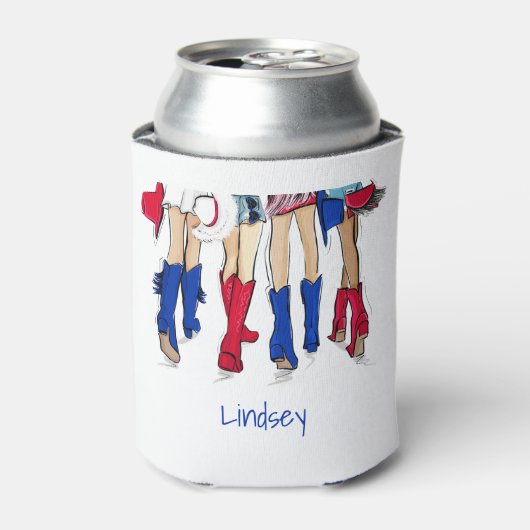 Zuid-Texas Dames Mode Cowboy Laarzen Blauw Blikjeskoeler (Blikje Voorkant)