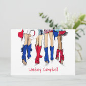 Zuid-Texas Dames Mode Cowboy Laarzen Naam Bedankkaart (Staand voorkant)