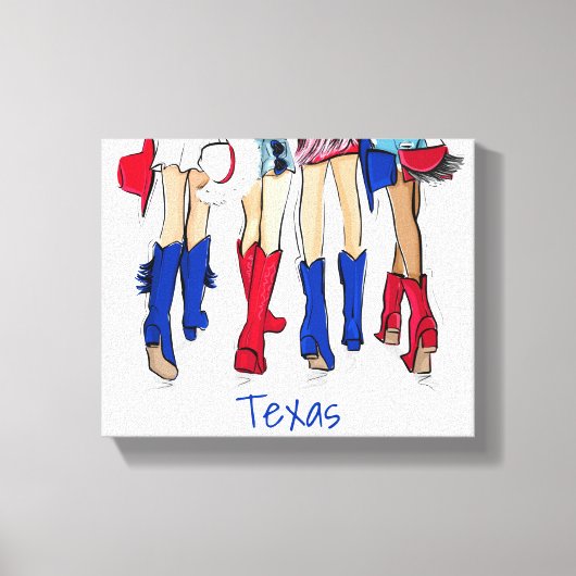 Zuid-Texas Mode Cowboy Laarzen Blauw Custom Canvas Afdruk (Voorkant)