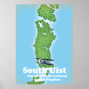 Zuid Uist Buiten-Hebriden Schotland kaart Poster