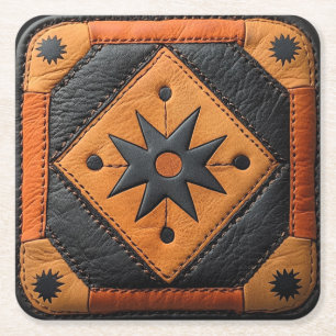 Zuid-West Mooie Country Style Leather Vierkante Kartonnen Onderzetter