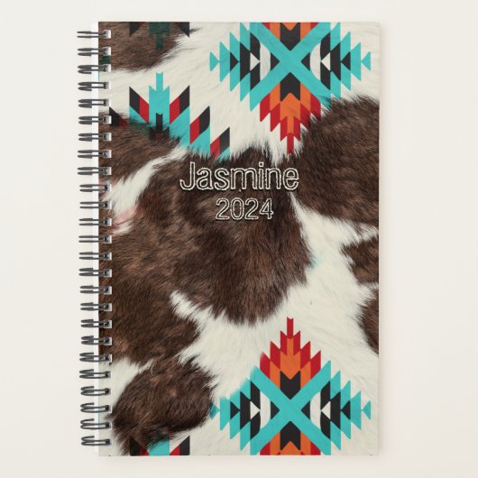 Zuid-Western Koeienhuid Atzec Pattern Planner (Voorkant)