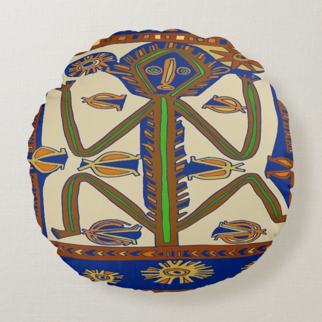 Zuid-Zeeen Samoa Man Rond Kussen (Voorkant)