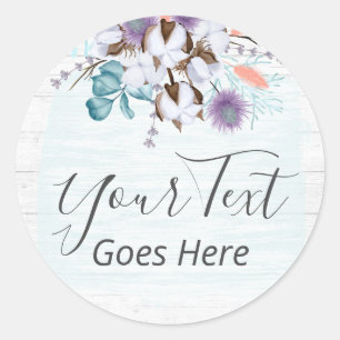 Zuidelijk Land Katoenen Boll Rustieke Houten Boerd Ronde Sticker