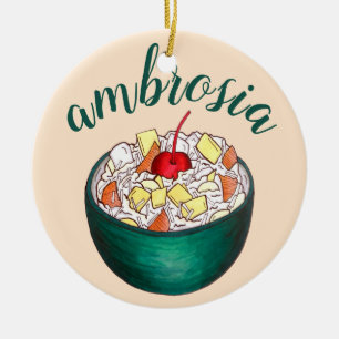 Zuidelijke Ambrosia Coconut Marshmallow Fruitsalad Keramisch Ornament