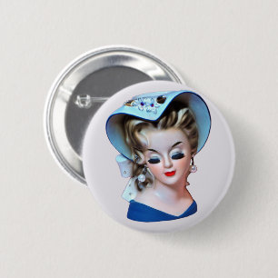 Zuidelijke Belle Head Vase Bonnet Lady met Attitud Ronde Button 5,7 Cm