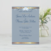 Zuidelijke Charm, Dusty Blue Wedding Kaart (Staand voorkant)