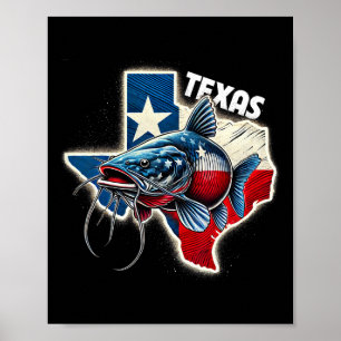 Zuidelijke hengelaar Texas Meerval Vissers Texaans Poster