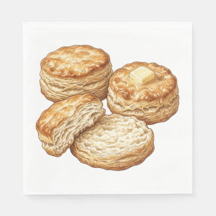 Zuidelijke karnemelk biscuits voedselillustratie servet