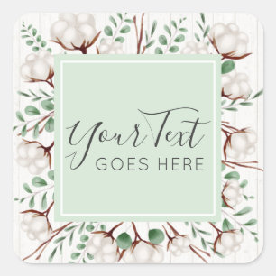 Zuidelijke katoenbloemen op witte Barn Wood Vierkante Sticker