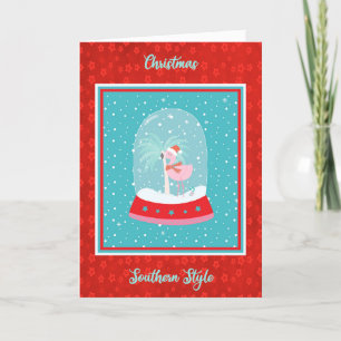Zuidelijke kerstKaart met Flamingo Feestdagen Kaart