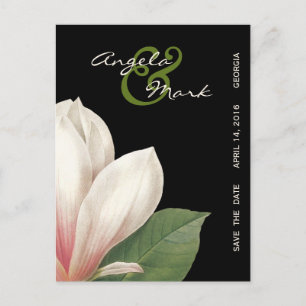 Zuidelijke Magnolia Bloem Bruiloft Elegante Zwar Aankondigingskaart
