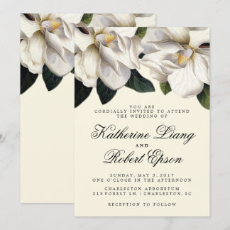 Zuidelijke Magnolia Botanische bruiloft uitnodigin Kaart