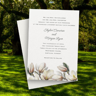 Zuidelijke Magnolia bruiloft ouders uitnodigend Kaart