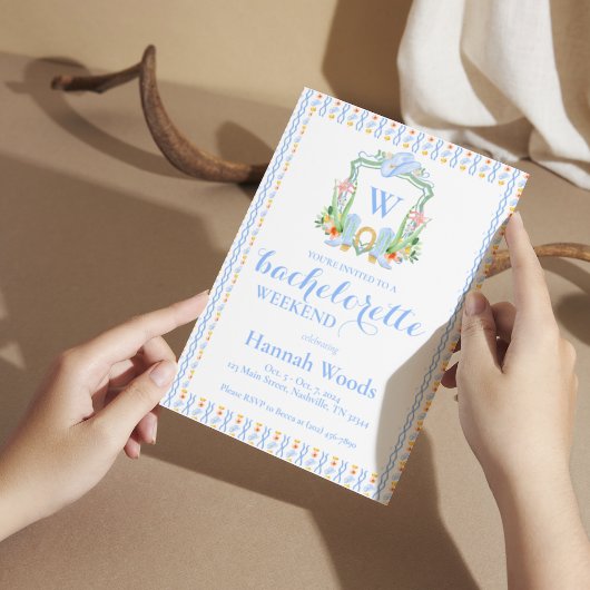 Zuidelijke Monogram Grandmillennial Bachelorette Kaart