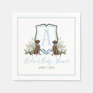 Zuidelijke Preppy Blauwe Jongens Lab Baby Shower S Servet