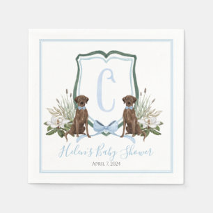 Zuidelijke Preppy Blauwe Jongenshond Baby Shower Servet