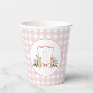 Zuidelijke Preppy Roze Meisje Hond Baby Shower Papieren Bekers